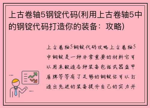 上古卷轴5钢锭代码(利用上古卷轴5中的钢锭代码打造你的装备：攻略)